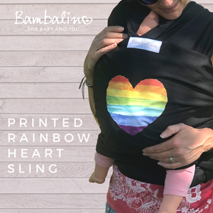 PERSONALISED Baby Sling - PRINTED RAINBOW HEART